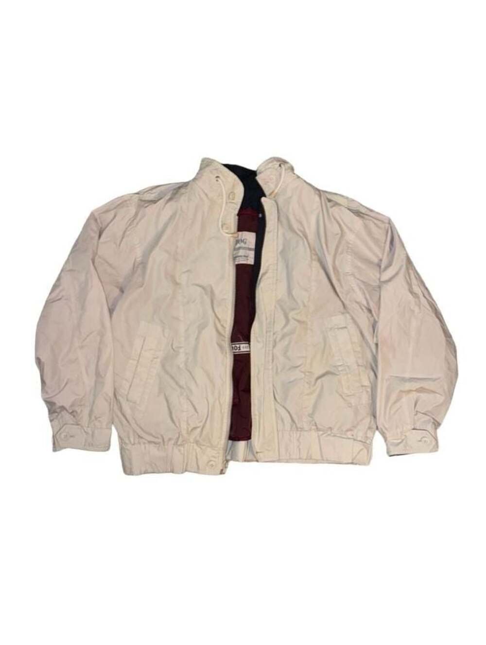 Vintage London Fog Cream Full Zip Insulated Windbreaker Jacket with Red Lining